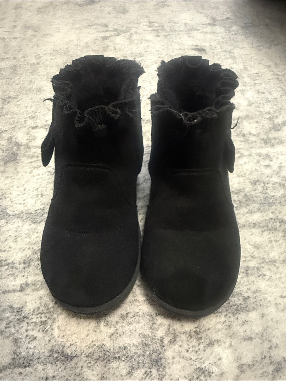 wonder nation Black Kids Ruffle-Trim Ankle Boots